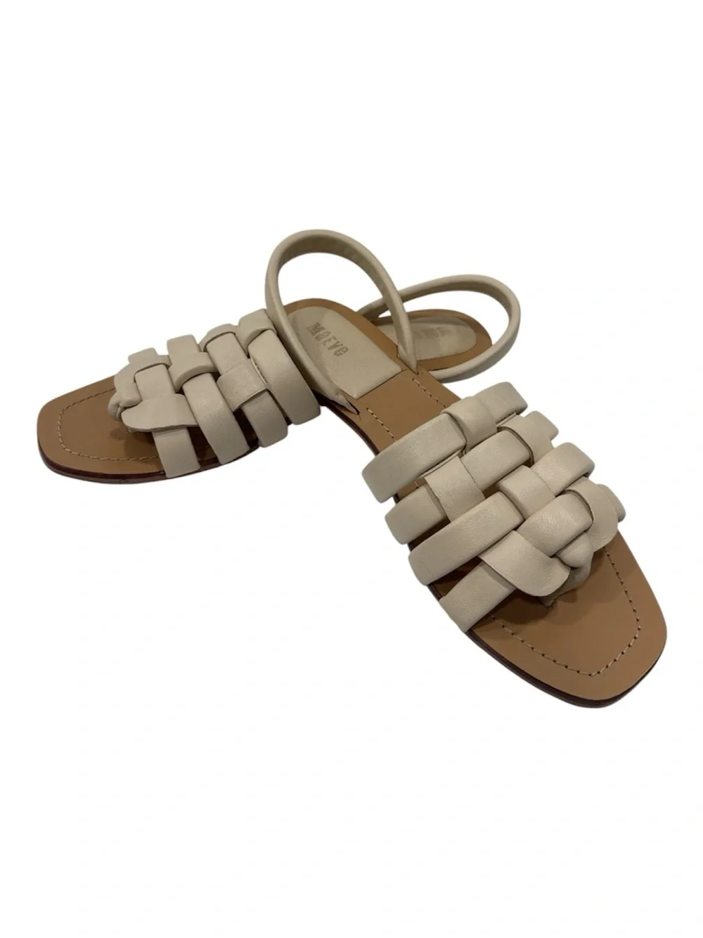 MAEVE Woven Strap Women's Sandals in Cream size 9 M